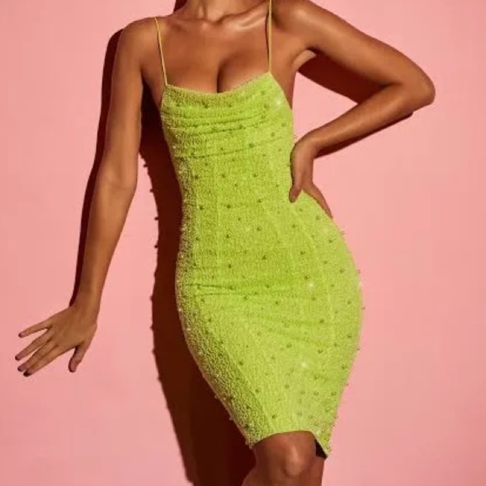 Oh Polly Chartreuse Midi Dress